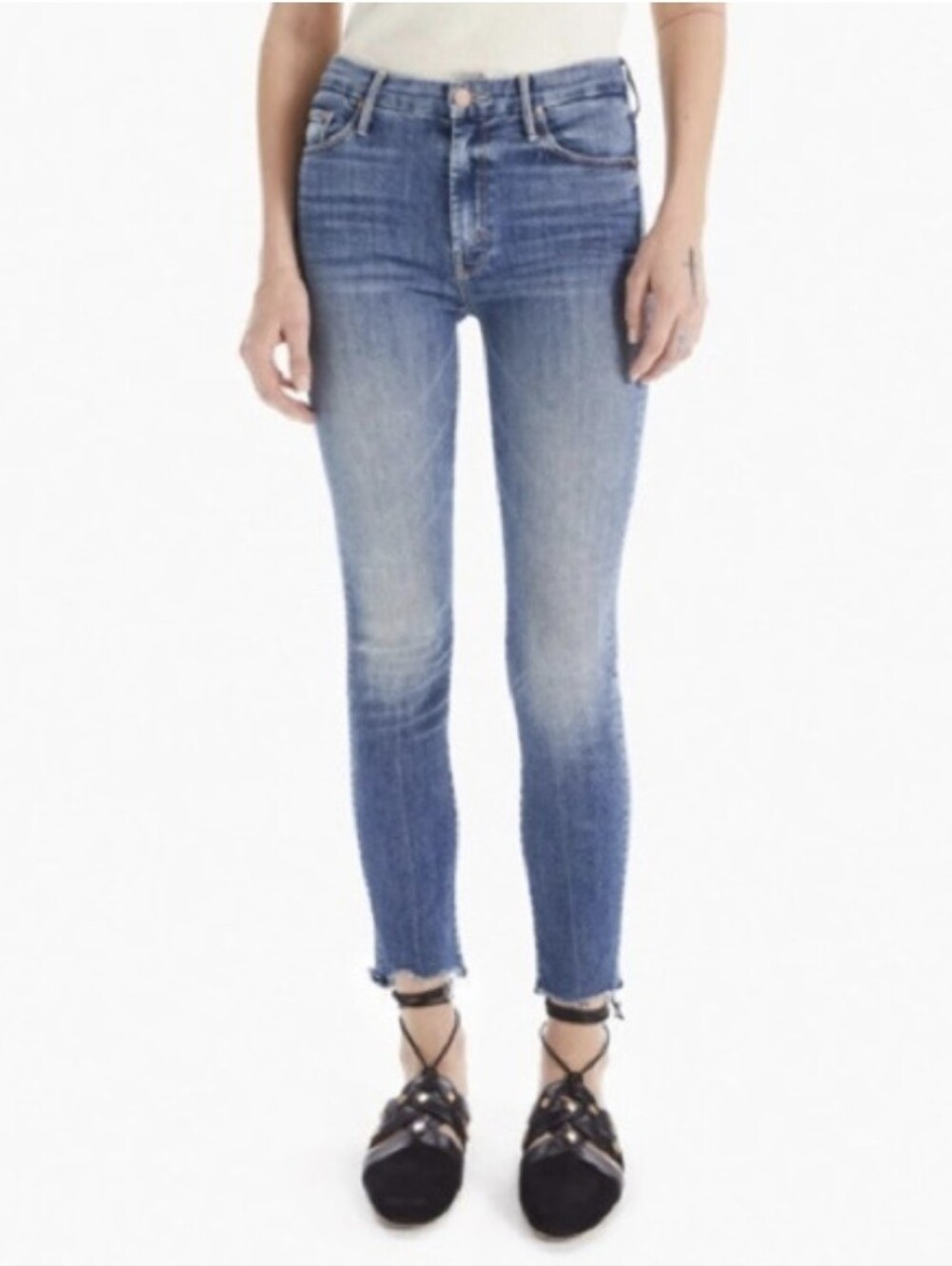 MOTHER Skinny Jeans High Waisted Looker Walking On Coals Sz 33 Medium Wash